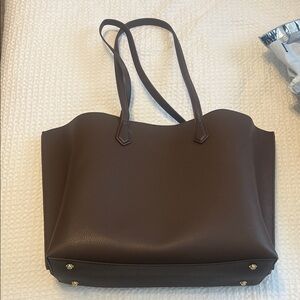 Quince brown Italian leather triple compartment tote bag